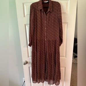 Reddish Brown Floral Maxi Dress
